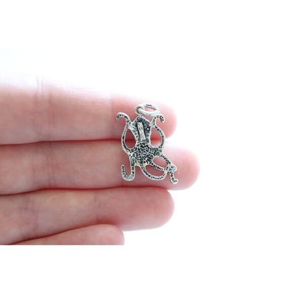 Sterling Silver Octopus Charm, Octopus Charm, Silver Octopus Charm - Picture 2 of 5